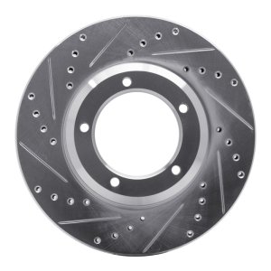Land Rover Defender 90 Brake Rotor (1) - Front Left - R1 Concepts - Drilled & Slotted - Silver - `90-`16